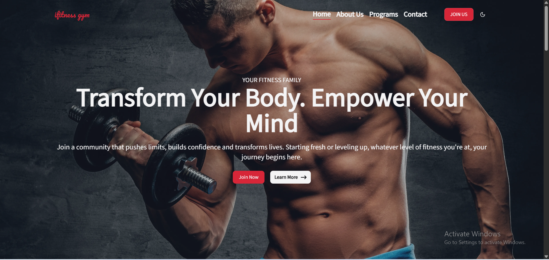 screenshot of the project's home page
